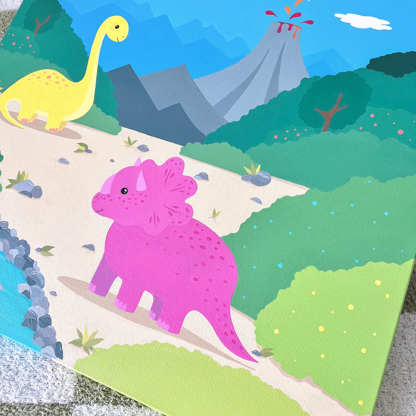 Dino Land - 20x20" Original Acrylic Painting