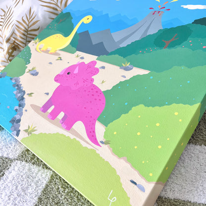 Dino Land - 20x20" Original Acrylic Painting