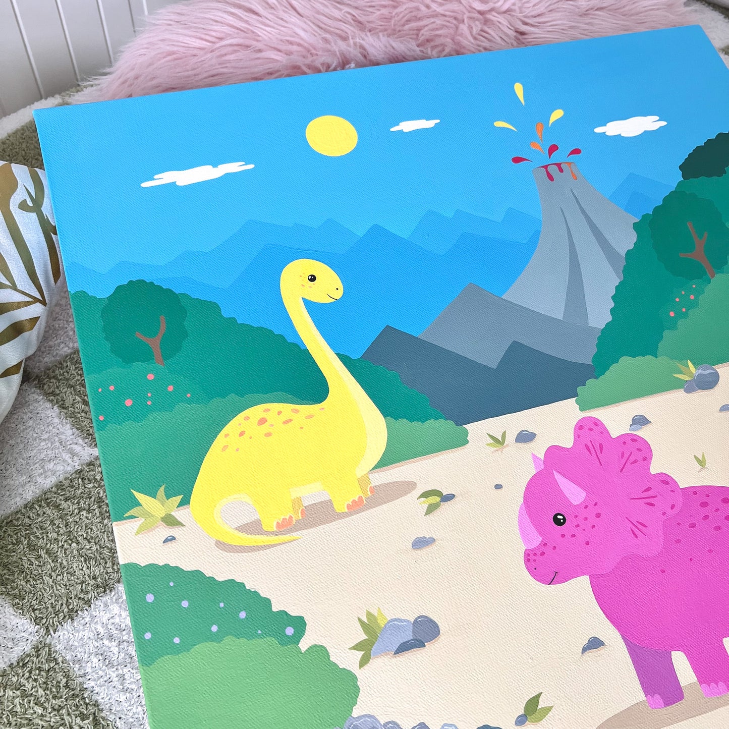 Dino Land - 20x20" Original Acrylic Painting