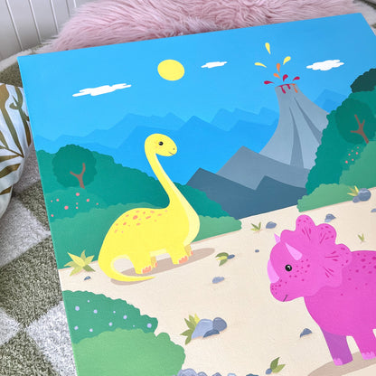 Dino Land - 20x20" Original Acrylic Painting