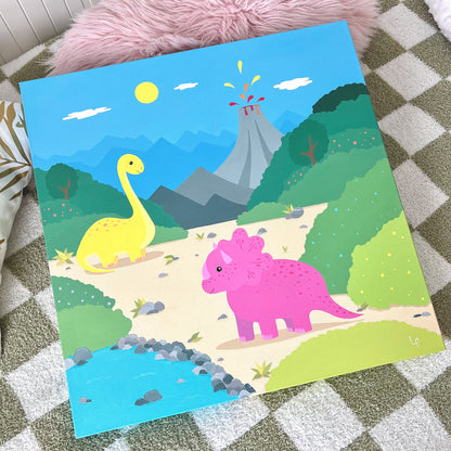 Dino Land - 20x20" Original Acrylic Painting